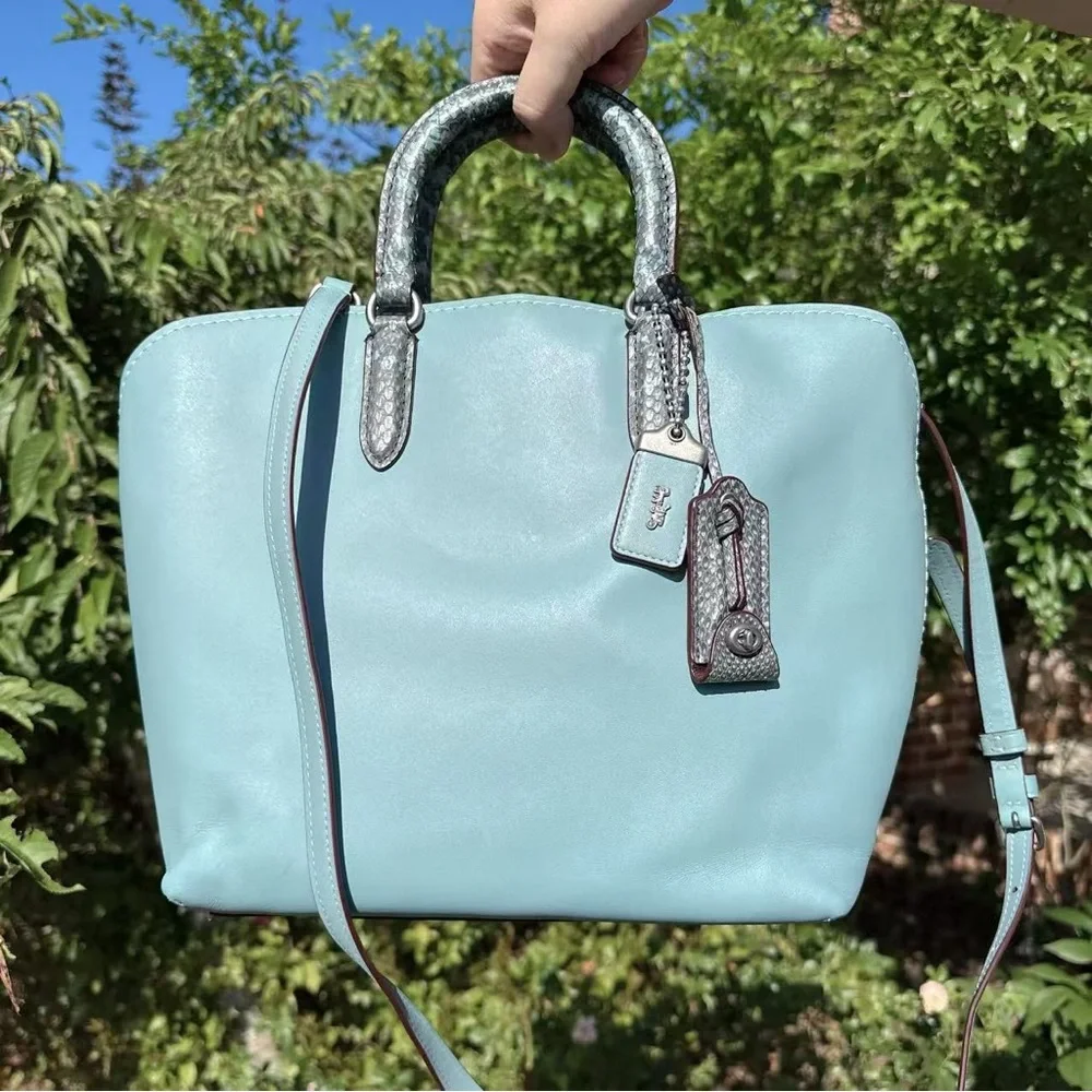 EUC Coach Dakotah Satchel With Colorblock Snakeskin Detail 59984